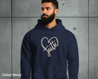 hoodie, hooded sweatshirt, sweatshirt, faith, heart, Jesus, spiritual, spirituality, christian, religious, religion, dark blue hoodie