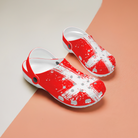 red and white crocs, crocs, slip ons, slip on, slip on shoes, ruggage, washable shoe, everyday wear, faith, cross, spiritual, spirituality