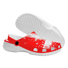 red and white crocs, crocs, slip ons, slip on, slip on shoes, ruggage, washable shoe, everyday wear, faith, cross, spiritual, spirituality