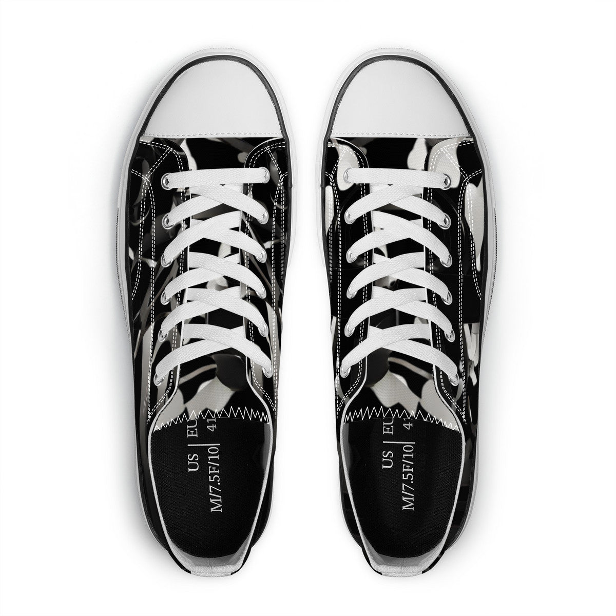 black and white sneakers, low tops, canvas shoes, canvas low tops, sneakers, walking shoes, graphic shoes, original style, kicks, custom kicks, cross design